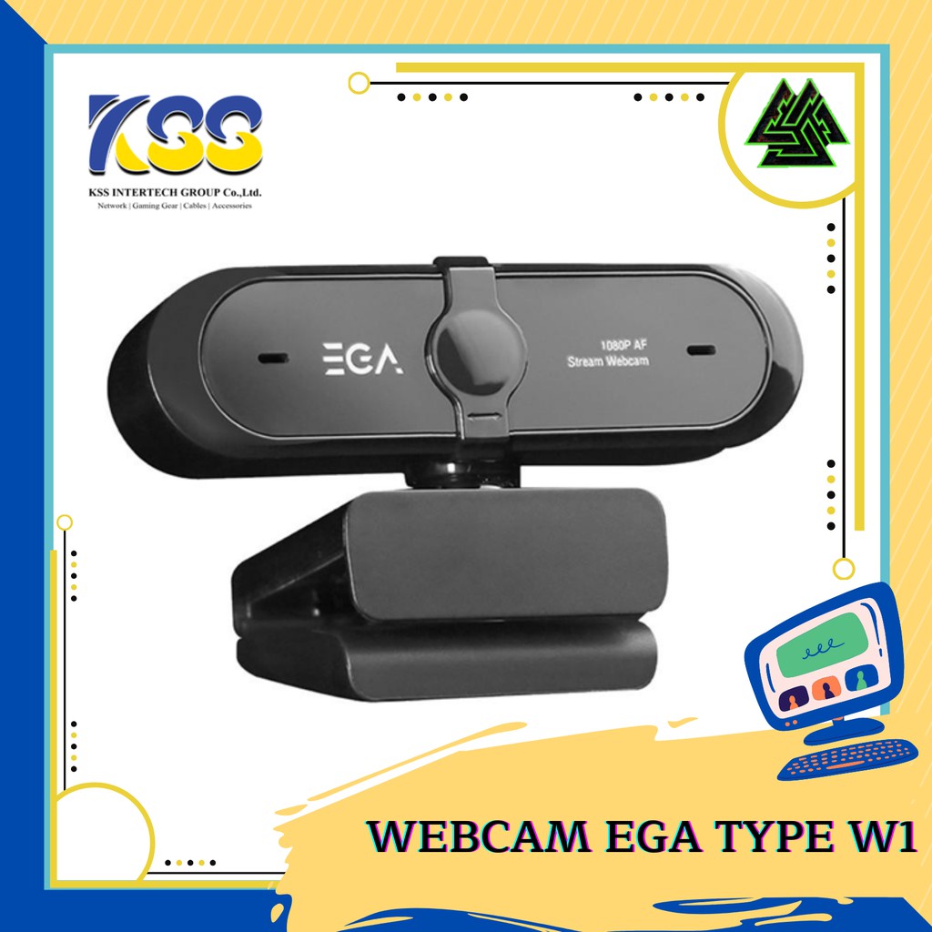 กล้องเว็บแคม Webcam EGA TYPEรุ่น W1 AutoFocus Full HD 1080Pกล้องความละเอียดสูง ภาพคมชัด (สินค้าพร้อมส่ง)