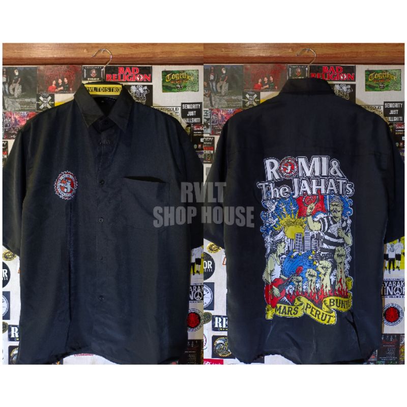 KEMEJA Romi & The Evil Punk Band Shirt - Sound Belly / เสื้อเชิ้ตผู้ชาย Punk Shirt