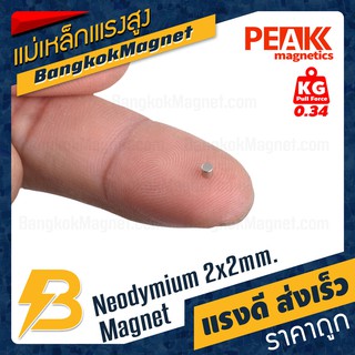 ราคาแม่เหล็ก ขนาด 2x2mm แรงดูด 0.34kg [ชุด10ชิ้น] PEAK magnetics แม่เหล็กทรงกระบอก แม่เหล็กก้อนเล็ก BK1993-10