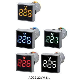 QUBIX LED Voltmeter 110-500 VAC  Pilot Lamp AD22 โวลท์มิเตอร์ LED