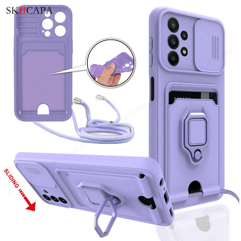 เคสซิลิโคน พร้อมสายคล้อง และช่องใส่บัตร สําหรับ Samsung S22 Ultra Plus A50 A30S A50S Galaxy S22 Plus SM-S908B