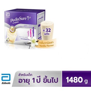 PediaSure Completeพีเดียชัวร์ 1+ คอมพลีท อาหารสูตรครบถ้วน กลิ่นวานิลลา ขนาด 1480 กรัม (370 g X 4 ซอง)