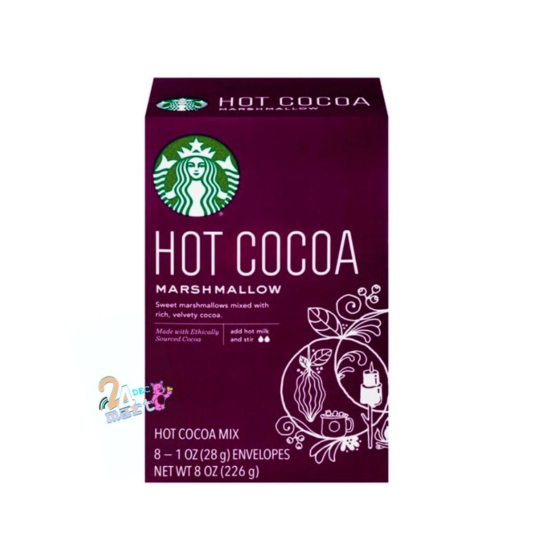 Starbucks Marshmallow Hot Cocoa Mix, สตาร์บัคส์มาร์ชแมโลว์ ฮ็อทโกโก้มิกซ์ 226 กรัม (บรรจุ 8ซอง×28กรัม) Starbuck
