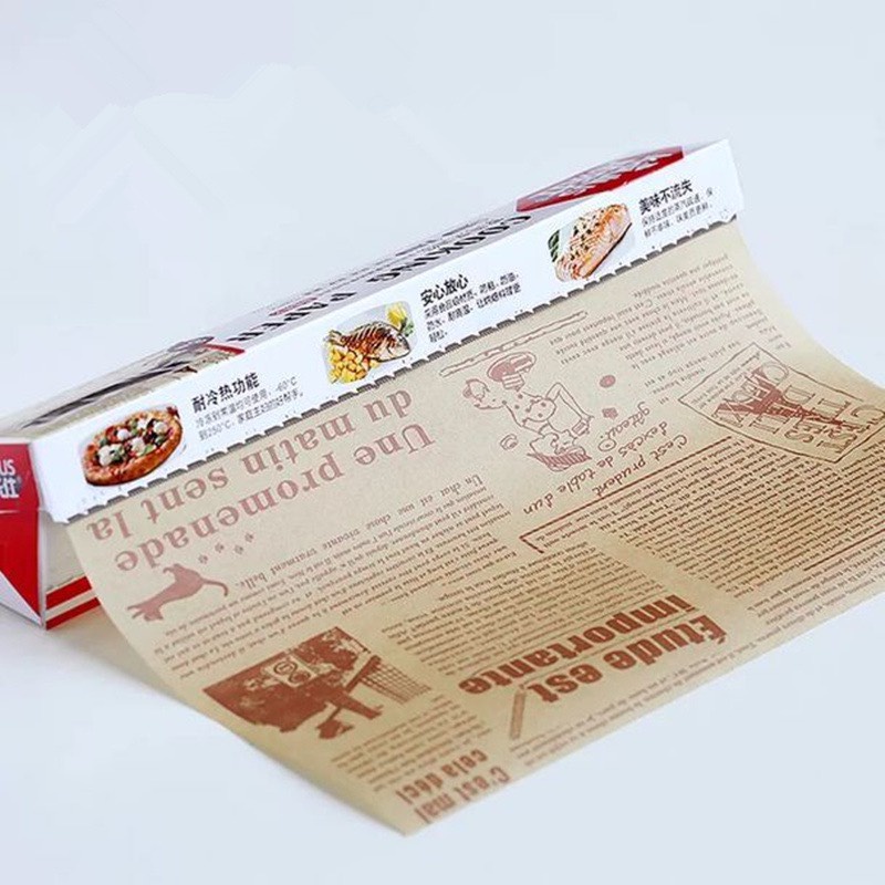 กระดาษไขลายหนังสือพิมพ์ กระดาษห่อขนมเคลือบซิลิโคน [กว้าง 30 cm x ยาว 8 m] สุดคุ้ม กระดาษไขเคลือบซิลิโคน กระดาษรองอบเค้ก
