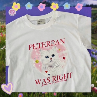 เสื้อยืด OVER SIZE ลายน้องแมวสุดคิ้ว PETERPAN WAS RIGHT#พร้อมส่ง