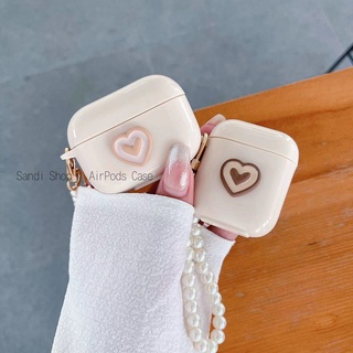 เคสหูฟัง TPU นิ่ม ลายหัวใจ สีขาวโบราณ พร้อมไข่มุก สําหรับ AirPods 1 2 3 Pro Pro 2 Pro 2 gen 2 gen 3 Pro