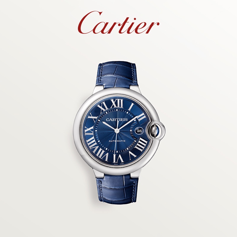 [Luxury Customization]Cartier blue balloon series mechanical watch stainless steel crocodile leather strap watch Fxh5
