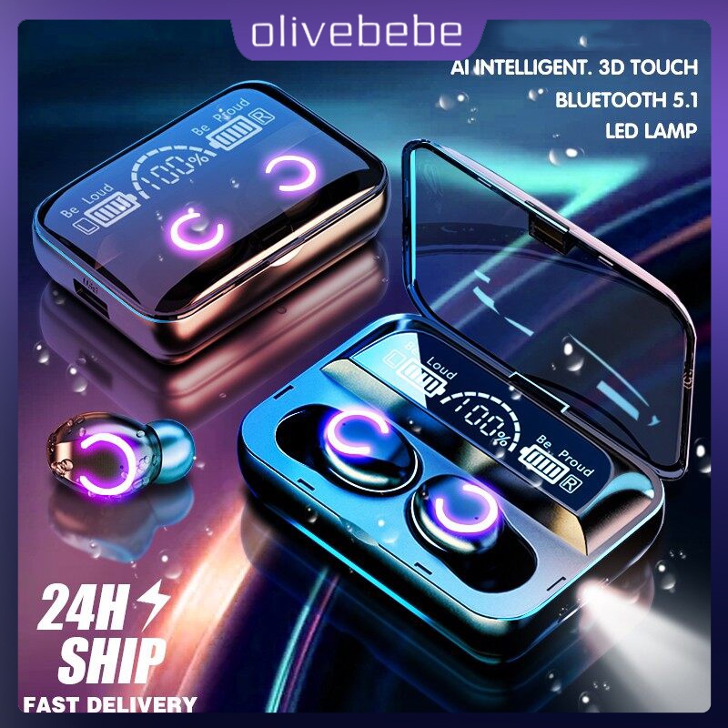 F9 หูฟัง Bluetooth 5.0 หูฟังไร้สาย TWS 9D Stereo Smart Touch พร้อมไมโครโฟน Power Bank