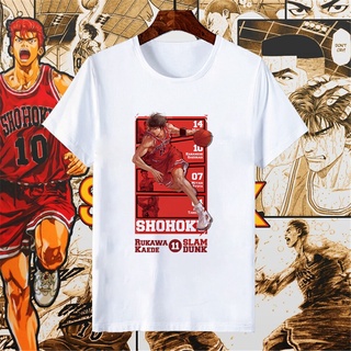 เสื้อยืดลำลองใหม่ เสื้อยืดแขนสั้นลําลอง พิมพ์ลายอนิเมะ Slam Dunk Wo Rukawa Kaede สีขาว สําหรับผู้ชาย 90s HGGH38895S to4X