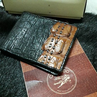 กระเป๋าหนังสัตว์ใหญ่ แปลก  wallet bifold ostrich and crocodile skin