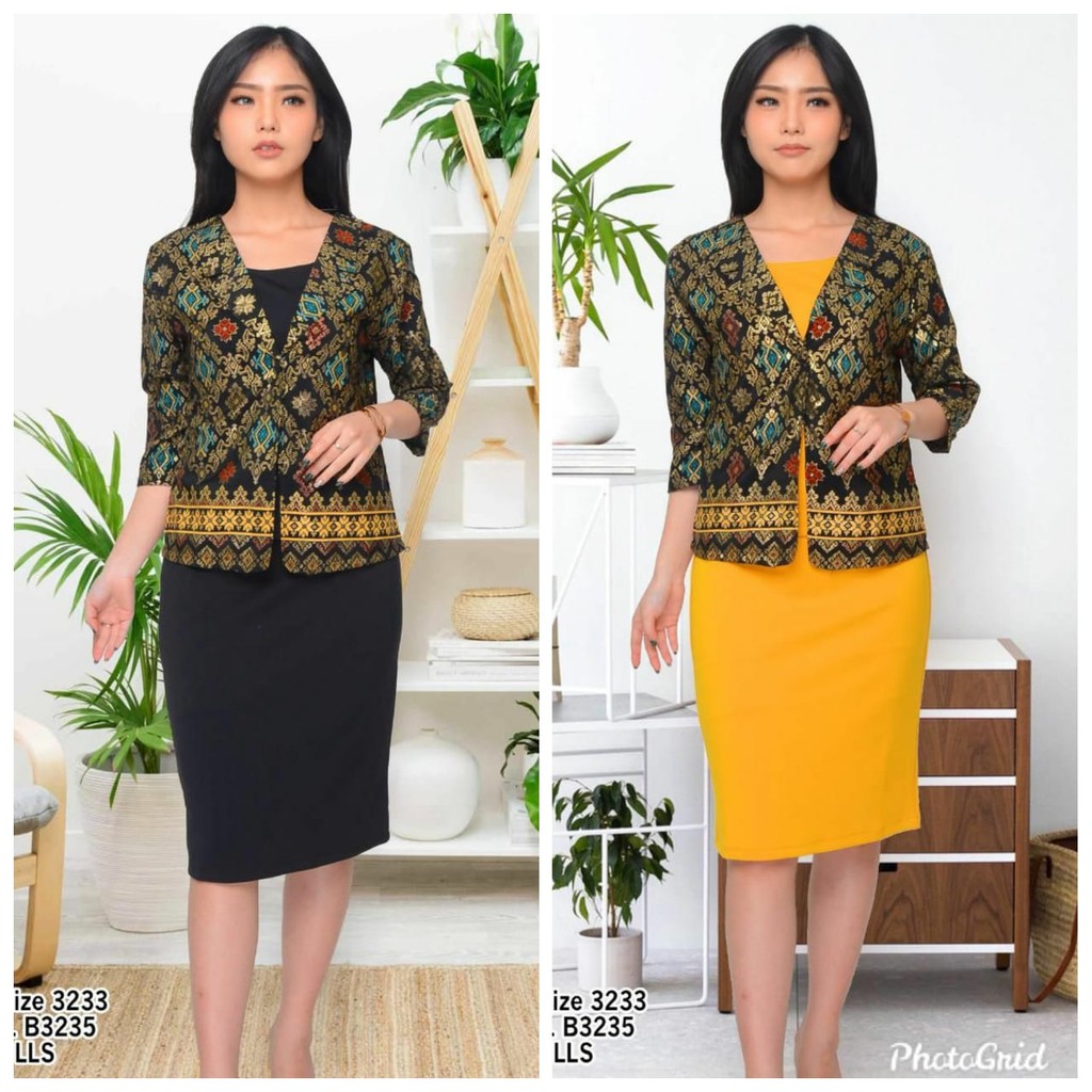 ใหม่...Juliet Dress Scuba หนา Stech ผสมเสื้อเบลเซอร์หลวมกับ songket motif