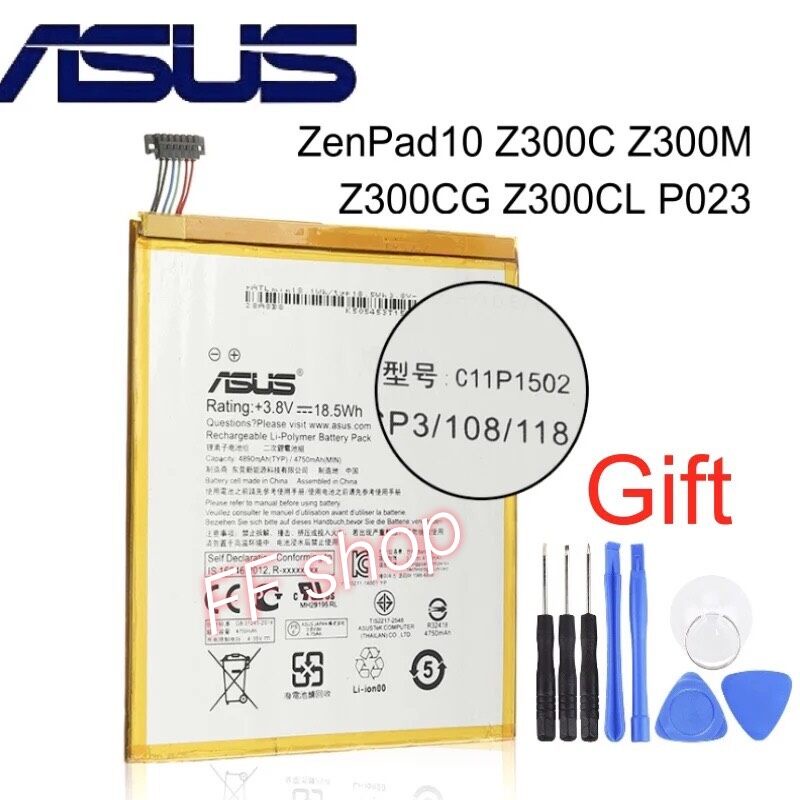 แบตเตอรี่ แท้ Asus ZenPad 10 Z300C Z300CL Z300CG C11P1502 4890mAh พร้อมอุปกรณ์เปลี่ยนแบต