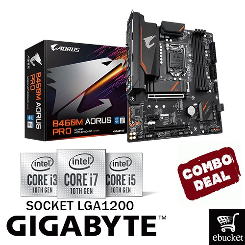 GIGABYTE B460M AORUS PRO INTEL B460 LGA1200 MOTHERBOARD + INTEL 10TH GEN CPU COMBO