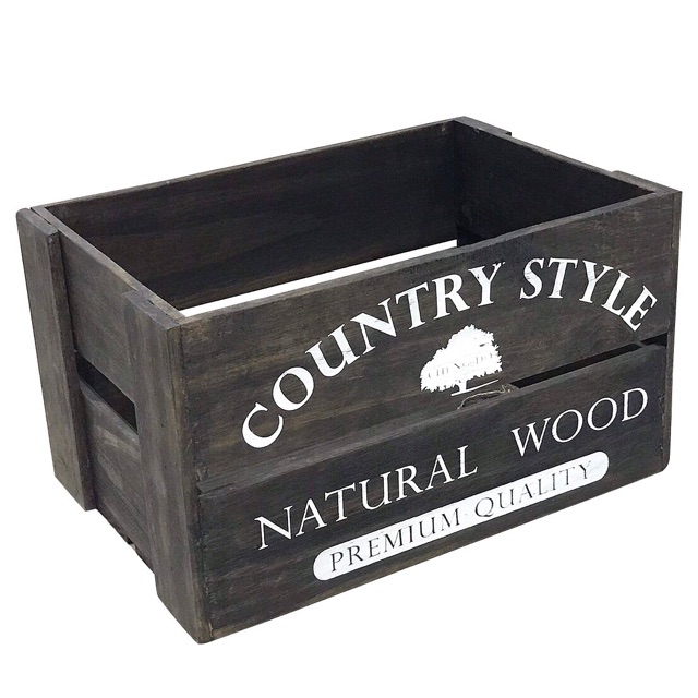 ลังไม้วินเทจ สีโอ๊คเข้ม Country Style