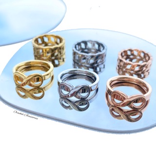 Infinity - Chain 14k ring set. (เซ็ตแหวนโซ่และ infinity งานชุบ 14k สแตนเลส สวยทน โดนน้ำหอล แอลกอฮอล์ได้ ไมลอก))