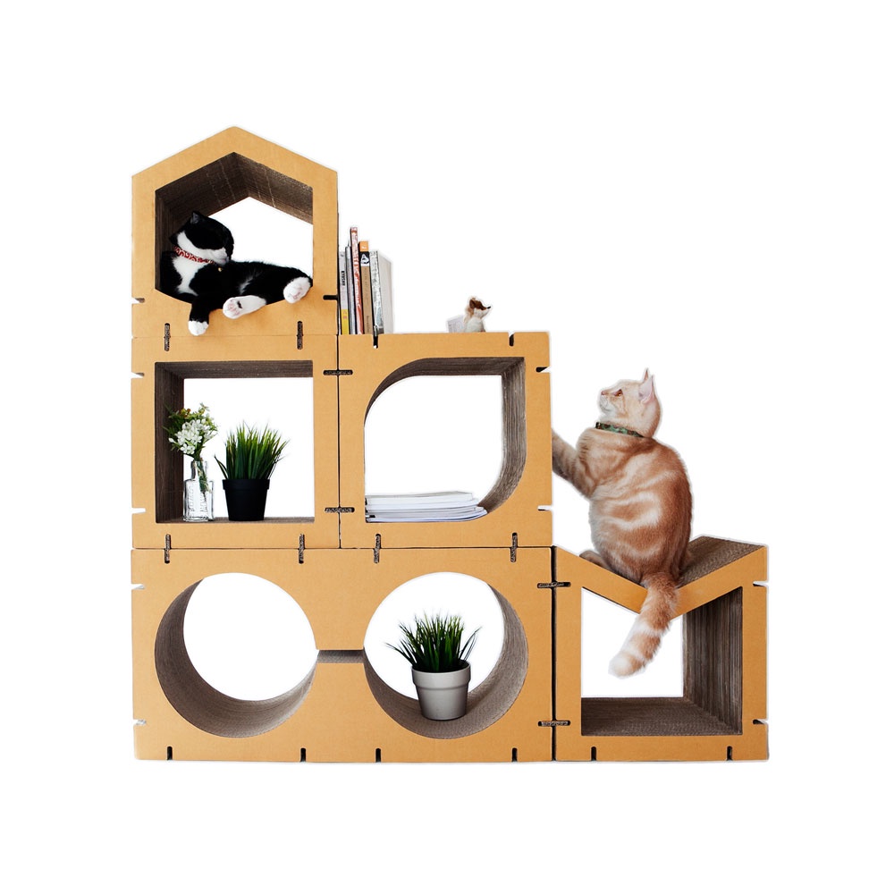 KAFBO Cat Scratching Furniture HOME 5 pcs Set – Brown ที่ลับเล็บแมว ที่ฝนเล็บแมว ที่นอนแมว บ้านแมว ค
