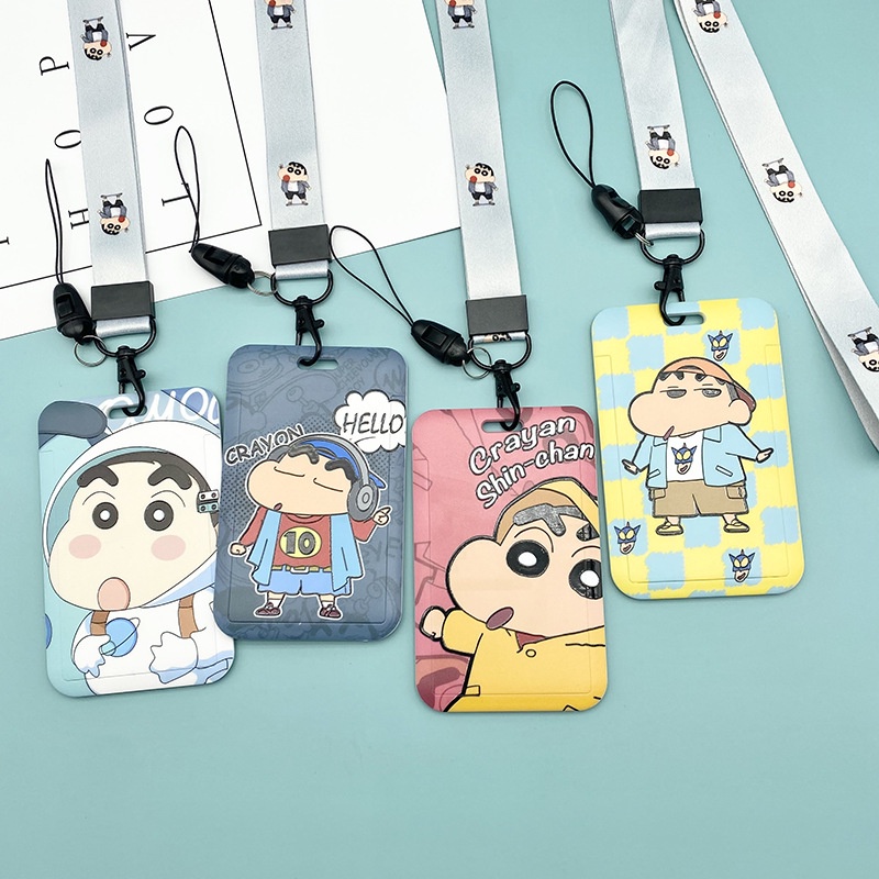 ซองใส่บัตร ลายการ์ตูนชินจังน่ารัก พร้อมสายคล้องคอ สําหรับนักเรียน