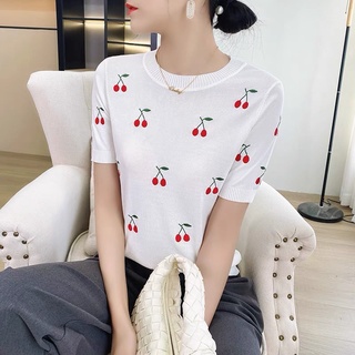 D-SMILE 🙂เสื้อยืดผู้หญิงแฟชั่นลายCherryน่ารักสุดๆ รุ่นH207#