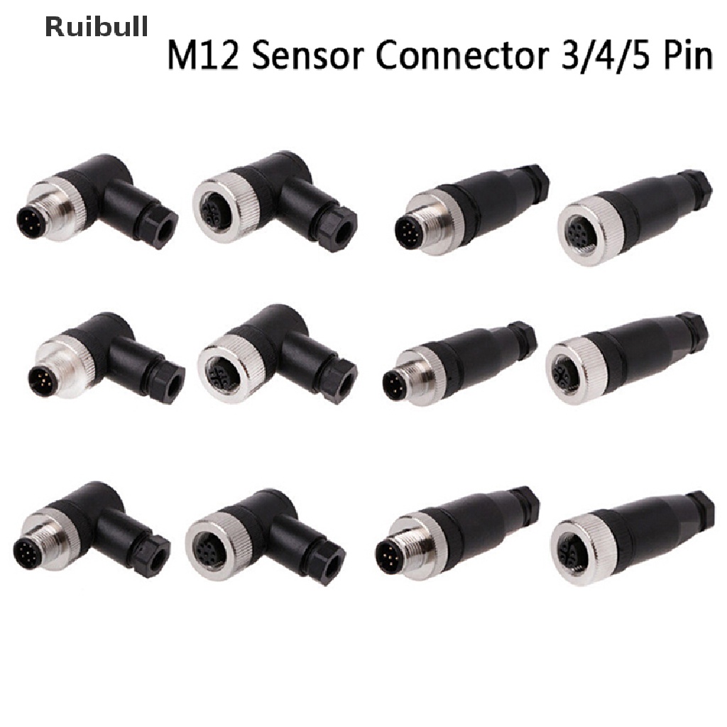 [Ruibull] 1Pc M12 sensor connector 3/4/5 pin male/female straight/right angle plug Hot Sell