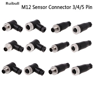 [Ruibull] 1Pc M12 sensor connector 3/4/5 pin male/female straight/right angle plug Hot Sell