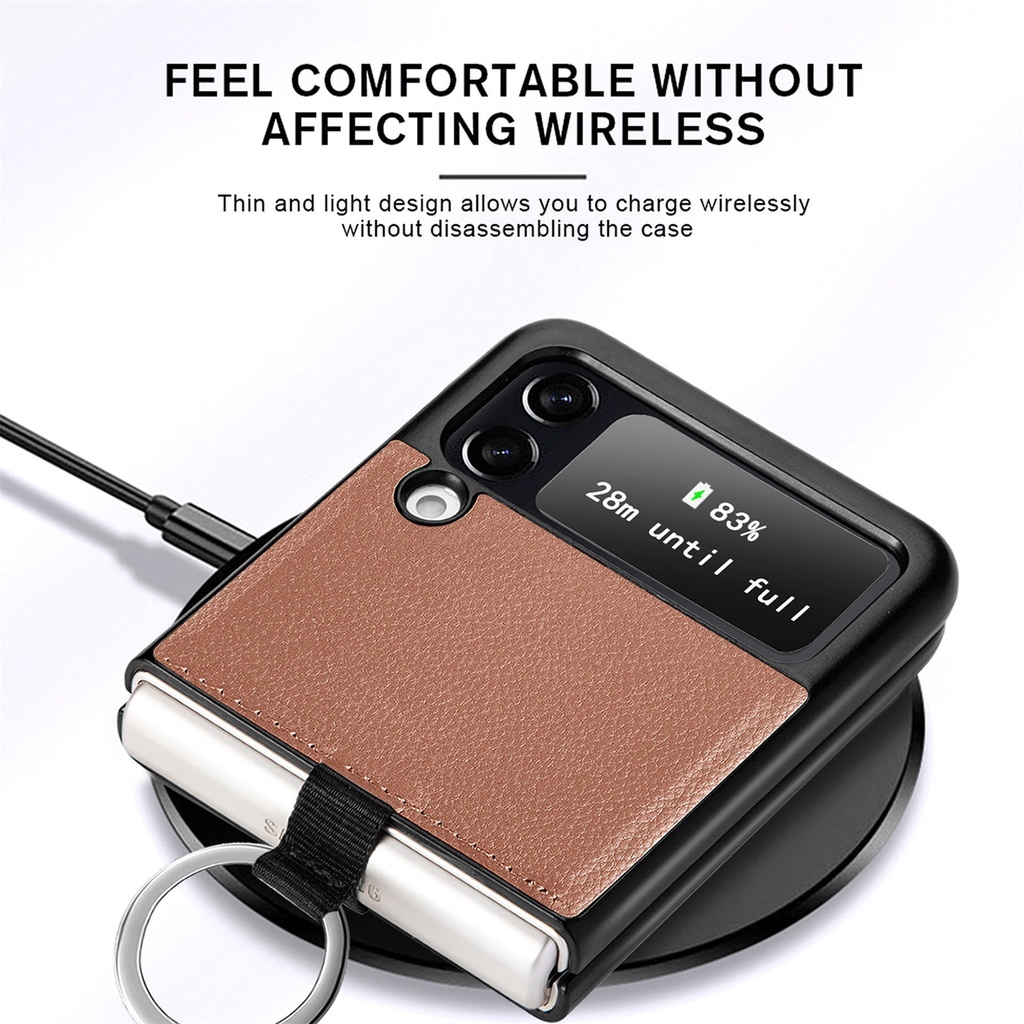 Fashion Litchi Grain Ring Case for Samsung Galaxy Z Flip3 Flip4 Flip 3 4 5G Cover Anti-fall luxury leather Phone Cases for Flip3 With Ring Casing #8