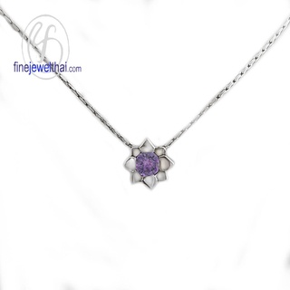 Finejewelthai-จี้อะเมทิสต์-อะเมทิสต์-จี้พลอย-พลอยประจำเดือนเกิด-Amethyst-Silver-Pendant-Birthstone-P1058amt00e