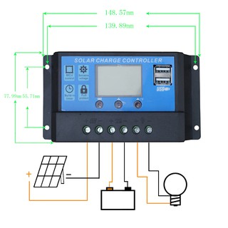 Solar charger 10A, 30A เครื่องควบคุม ชาร์จแบตเตอรี่ LCD solar control charger Solar charger