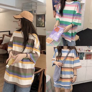 เสื้อลายทาง Oversize พร้อมส่ง