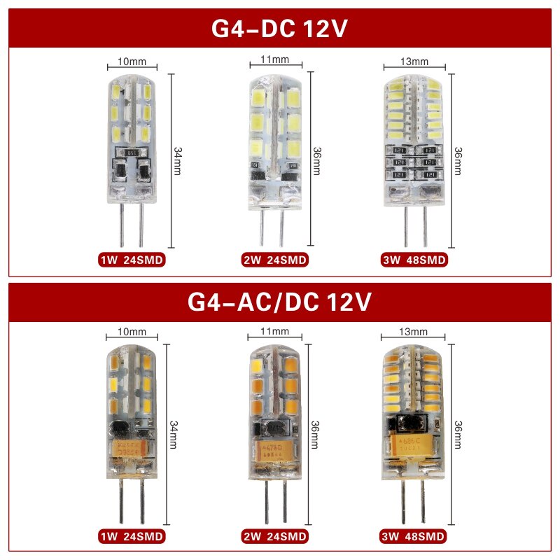 Got Liang หลอดไฟฮาโลเจน LED G4 G9 12V 220V AC DC 1w 2w 3w 4w 5w 6w แบบเปลี่ยน 40w 60w 360 องศา - รูปที่ 2