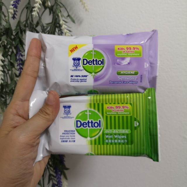 Dettol กระดาษทิชชู่เปียก ทิชชู่เปียก เจลล้างมือ ฆ่าเชื้อโรค 99.99% ห่อละ10แผ่น