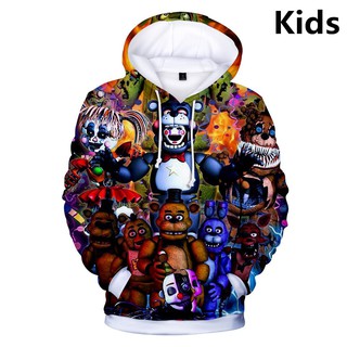 Hoodies Fnaf 3D พิมพ์เสื้อกันหนาวหมวกห้าคืนที่เฟรดดี้เสื้อยืดการ์ตูนเสื้อผ้า