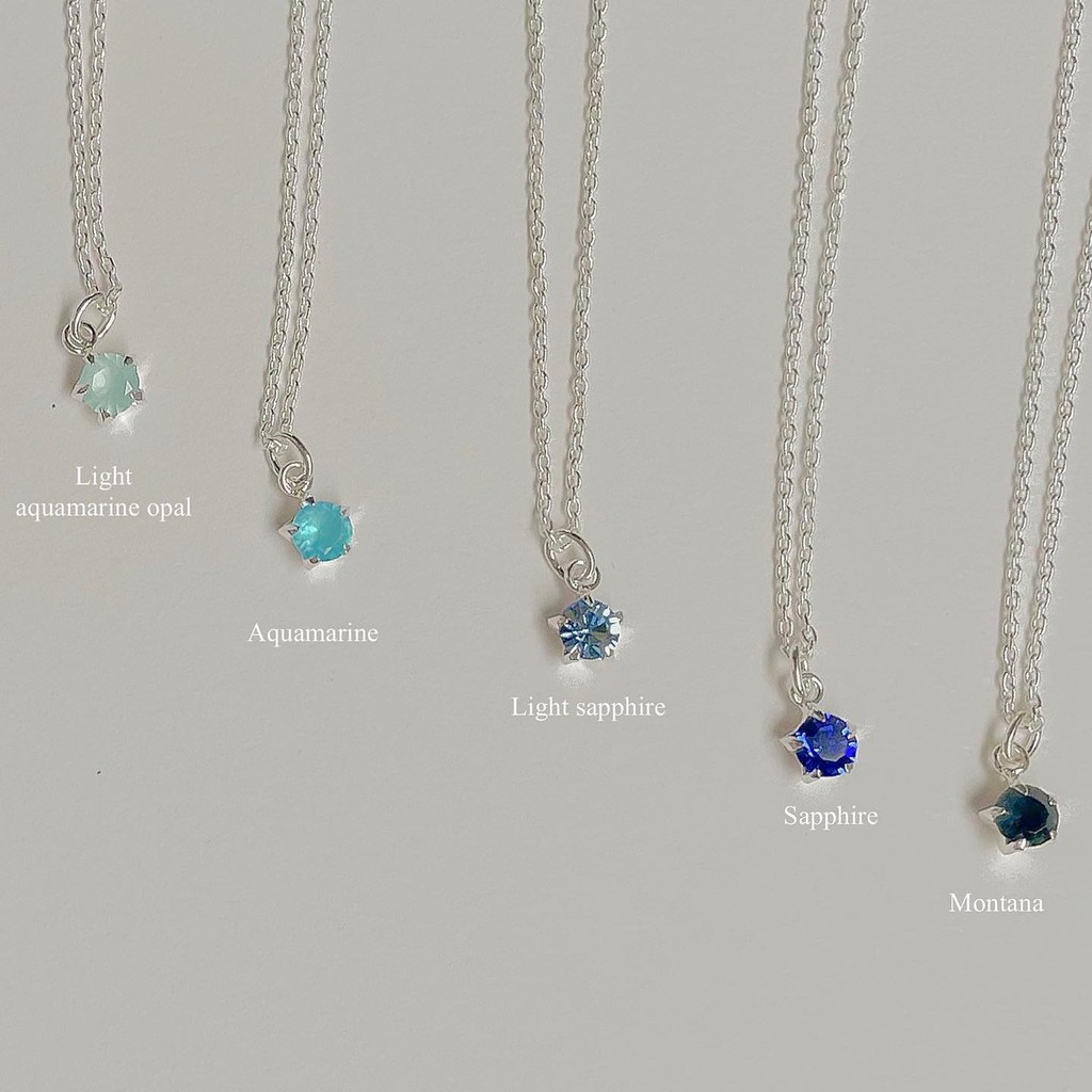 SissyJewelry // สร้อยคอเงินแท้ รุ่น single gem mini chain necklace (พลอยกลม4mm) 🎁Free gift box🎁