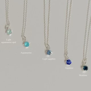 SissyJewelry // สร้อยคอเงินแท้ รุ่น single gem mini chain necklace (พลอยกลม4mm) 🎁Free gift box🎁