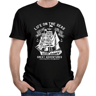 เสื้อยืด พิมพ์ลายการ์ตูนเรือใบ สไตล์ฮิปฮอป เรียบง่าย สําหรับผู้ชาย