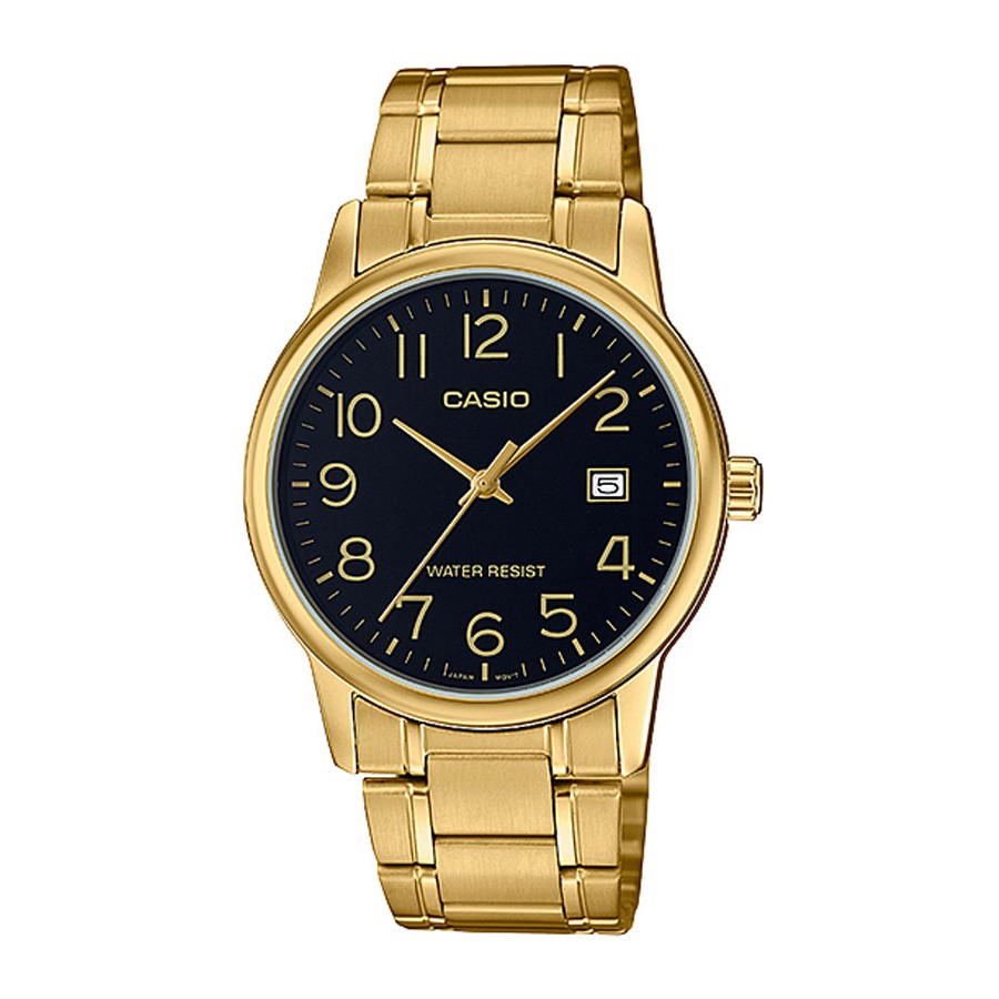 Casio Standard นาฬิกาข้อมือผู้ชาย สายสแตนเลส รุ่น MTP-V002,MTP-V002G,MTP-V002G-1B - สีทอง