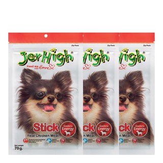 🔥The Best!! เจอร์ไฮ สติ๊ก ขนมสุนัข รสไก่ 70 กรัม x 3 ซอง Jerhigh Stick 70 g x 3