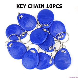 คีย์การ์ดพวงกุญแจ 10Pcs Readable RFID Tokens 125Khz EM4100 Tags ID Card Key Chain Card Access Blue