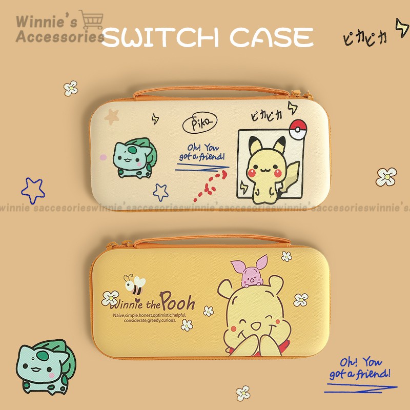 Pikachu Switch Bag สำหรับ Nintendo Switch NS Storage Bag Cartoon Pokemon Cute Winnie the Pooh Portab