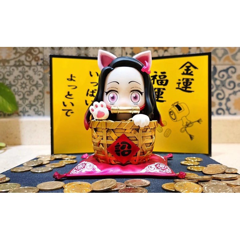 Kimetsu no Yaiba Nezuko By Masa Studio Resin เนซึโกะแมวกวัก เรซิ่นดาบพิฆาตอสูรของแท้