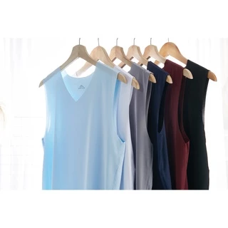 เสื้อกล้ามชาย เสื้อแขนกุดชาย คอวี พร้อมส่งจากไทย ระบายอากาศ ไร้ขอบ V Neck Sleeveless shirt ผ้าลื่น บางเบา8922