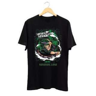 D53 / Roronoa Zoro Santoryu เสื้อยืดลําลองแขนสั้นสีเขียว / ไซซ์ L &amp; Xl