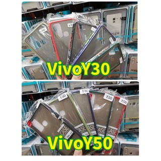 Vivo Y30/Y50 ขอบสี ฝาหลัง ขุ่นใส คลุมครอบเครื่อง กันกระแทก