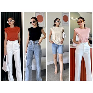 Cora shoulder basic top เสื้อแขนกุดผ้าเกาหลีเกรดพรีเมี่ยม เสริมบ่าให้ดูสวยแพงแบบเกา ๆ เสื้อท้อปเบสิคที่ทุกคนควรมีติดตู้แ