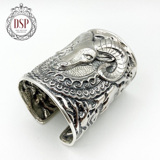 กำไลข้อมือราศีเมษ กำไล 12 ราศีแห่งดวงดาว กำไลเงินแท้ 92.5% : Aries zodiac 925 Sterling Silver Bangle[GSPP0311]