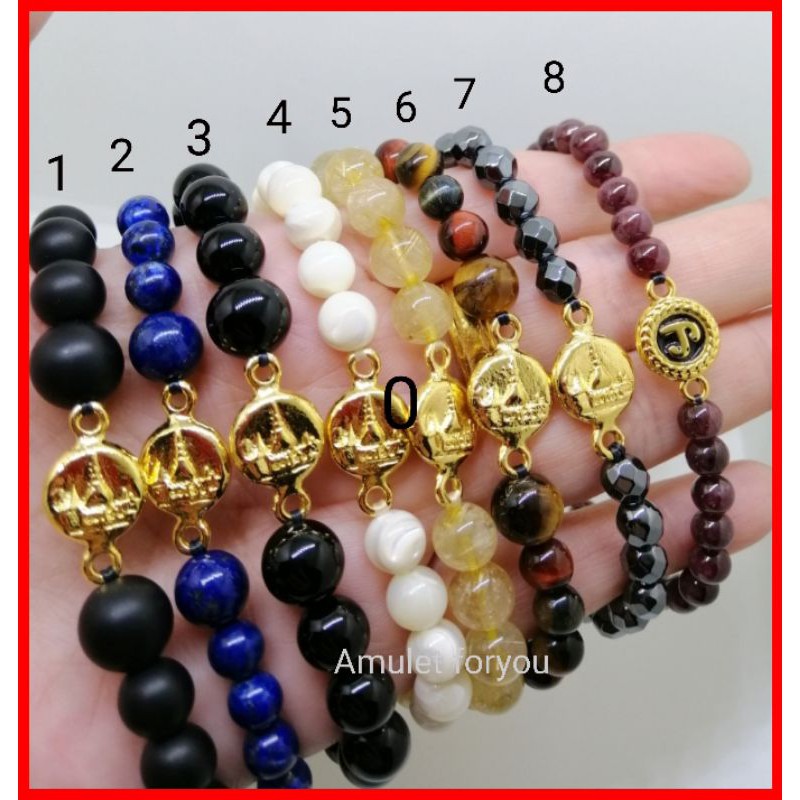 ข้อมือหินแท้ &​ หัวนะโมถมทอง ด้านหลังลายวัดพระธาตุ