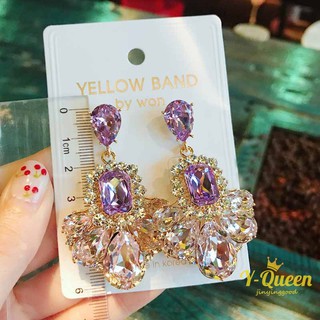 1Pair New Korean Style Earrings for Women High Quality Fashion Silver Needle Luxury Shiny Purple Rhinestone Earrings