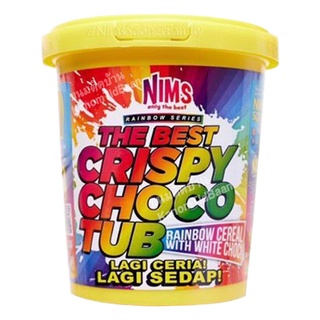 NIMS Crispy Choco Tub Rainbow นิม เรนโบว์ ซีเรียลสีรุ้งกรุบกรอบ ราดไวท์ช็อคโกแลต White Chocolate 250g