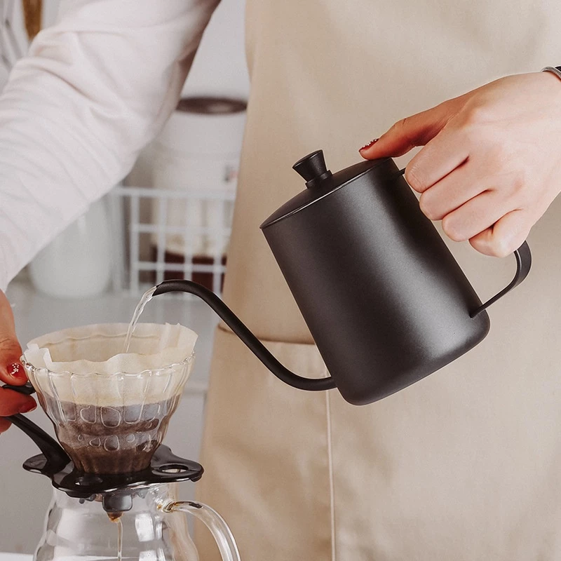 กาดริปกาแฟ ดริปเปอร์กาแฟ กาดริปพร้อมฝาปิด Coffee kettle 350ml 600ml  ชงชา กาแฟสด กาดริป ใช้กับเตาไฟฟ้าได้ Deebillion thumbnail 7