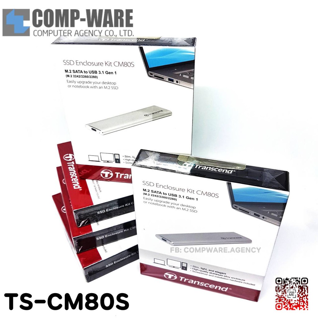 ตัวแปลง TS-CM80S M.2 SATA SSD  to USB 3.1 Gen1 5Gbps SSD Enclosure Kit (สีเงิน) ยี่ห้อ Transcend ไม่