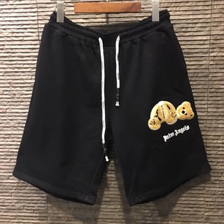 PALM ANGELS KILL THE BEAR COTTON SHORTS BLACK กางเกงขาสั้นเอวยางยืด แบรนด์ปาล์มแองเจิ้ล สกรีนตัวหนังสือโลโก้ หมีเทดดี้